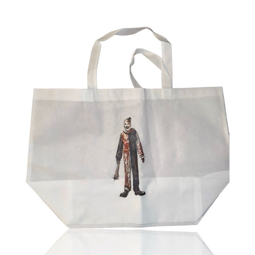 Terrifier Art the Clown Tote Bag Horror Theme White Cloth (Marks on Handle)